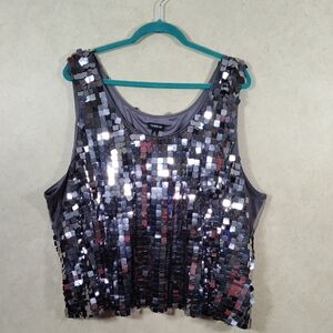 03139 Torrid gunmetal gray silver sequin tank 4 4X 26 NWT